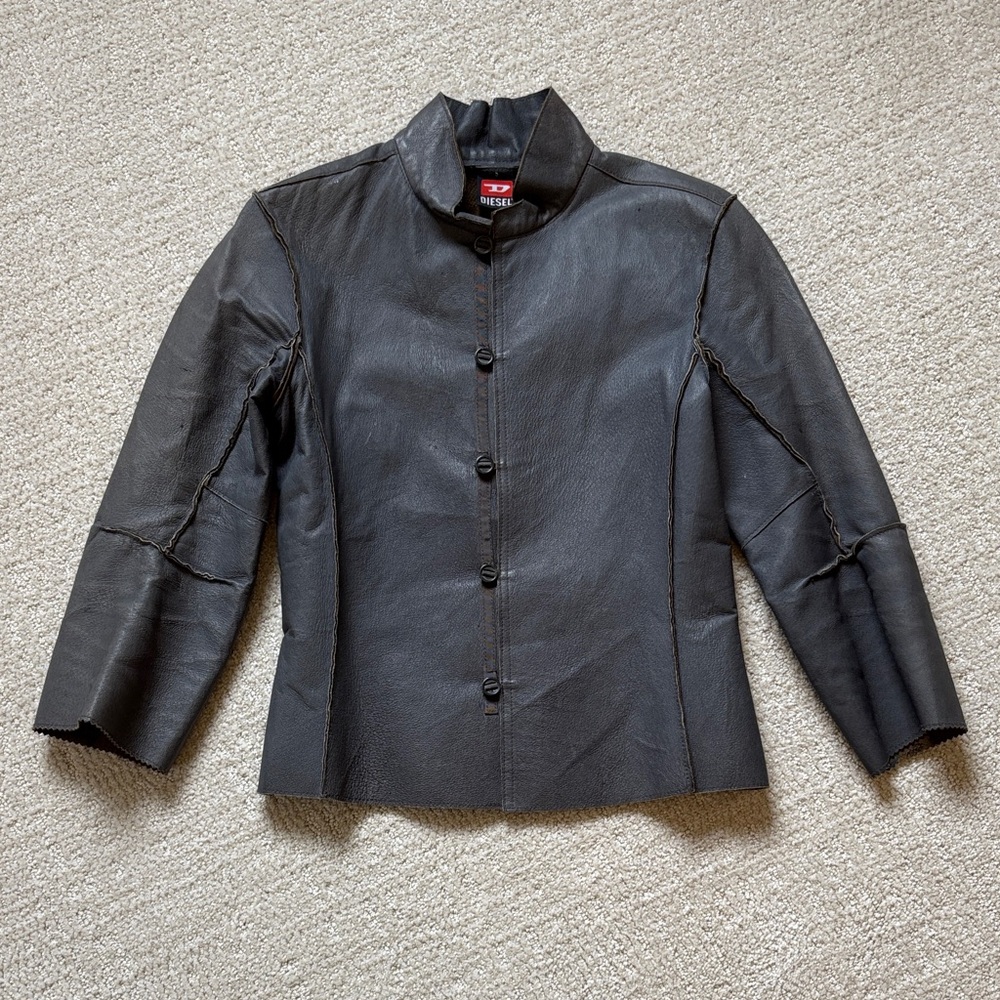 Diesel Women's Grey Leather Jacket - SM